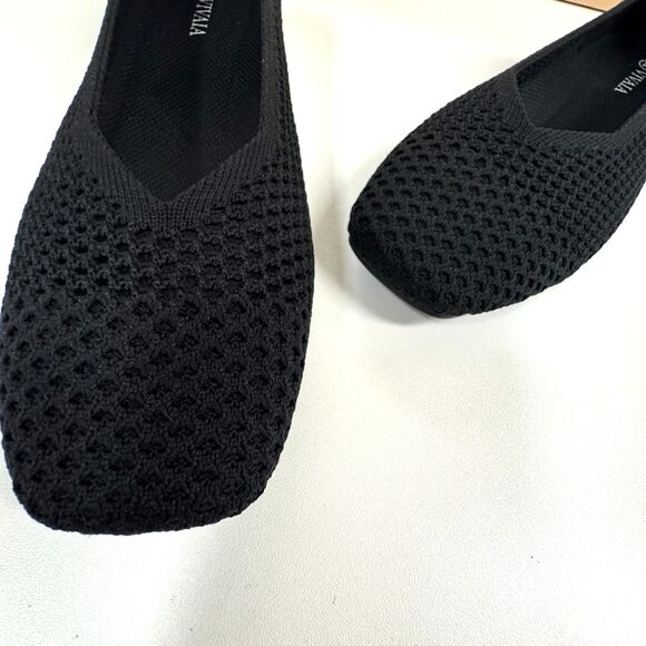 Vivaia Margo 2.0 Black Mesh Square Toe V-Cut Ballet Flat Comfort EU Size 38.5 - Picture 10 of 12